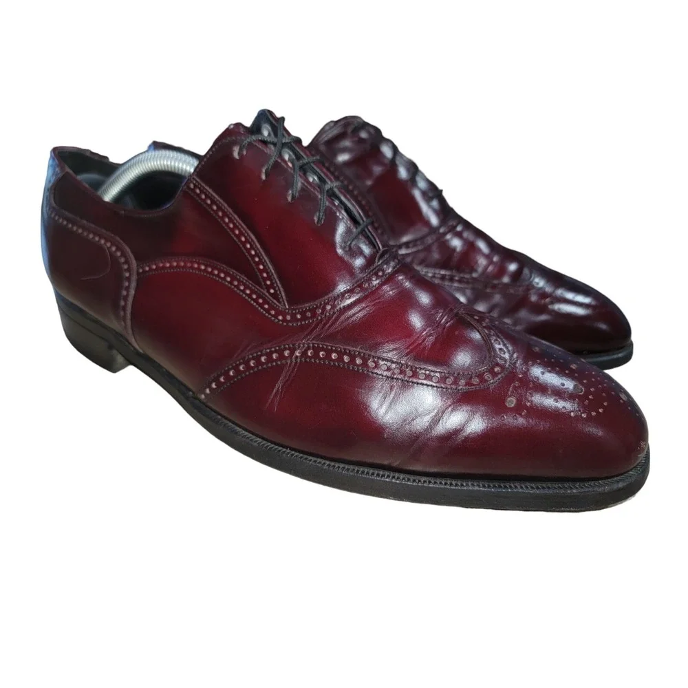 Florsheim Lexington Men's Burgundy Leather Wingtip‎ Oxford Dress Shoes Sz 10.5 E